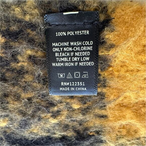 Unbranded Gingham Plaid Fuzzy Shawl Scarf with Fringe 20x88, Yellow Black - Picture 10 of 10